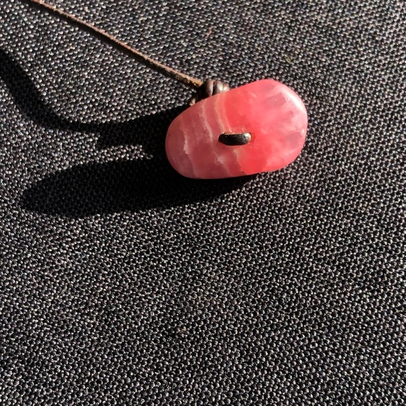 Pink Druzy Natural Raw Ruby and Rhodochrosite Leather Necklace - Picture 8 of 15